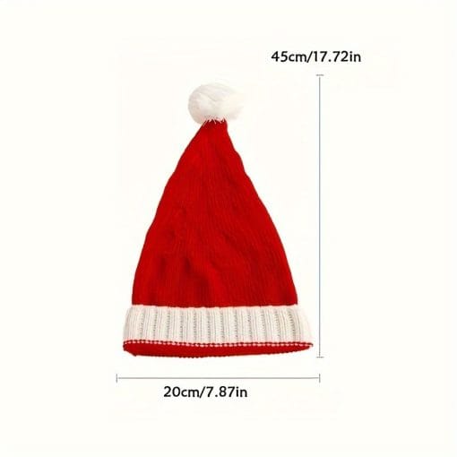 New Knitted Christmas Hat With Fur Ball Holiday Party Decoration Warm Hat Winter - Image 6