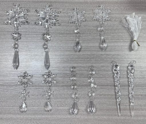 10pcs Christmas Tree Hanging Pendants Acrylic Ice Strip Snow Ceiling Xmas Ornaments New Year Christmas Decoration Home Decor - Image 2