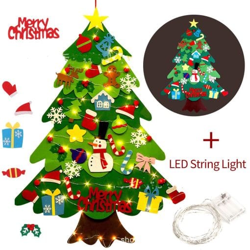 Children's DIY felt Christmas tree with lights - Image 7