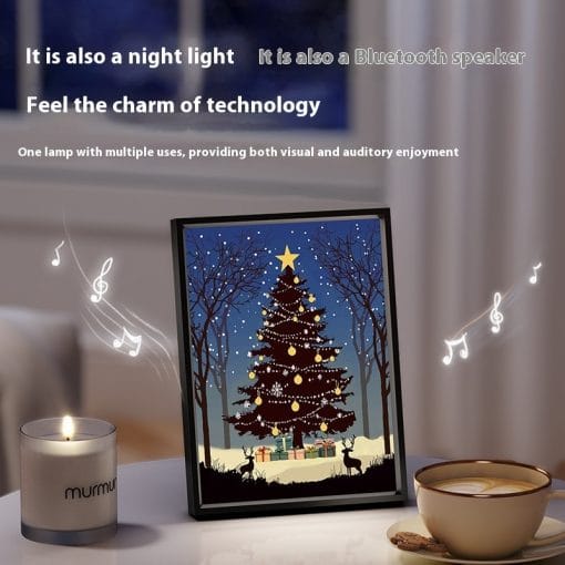2024 New Luminous Speaker Christmas Tree Painting Bluetooth Speaker Desktop Ornament Gift Light And Shadow Art Lighting - Image 3