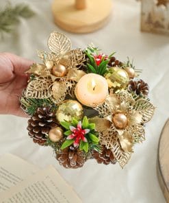 Christmas Candle Metals Candlestick Wreath Artificial Pinball Pinecone Candle Holder Fake Leaves Xmas New Year Home Table Decor 16 e6189cd2 d4dc 407d afdb ff3b83945af7