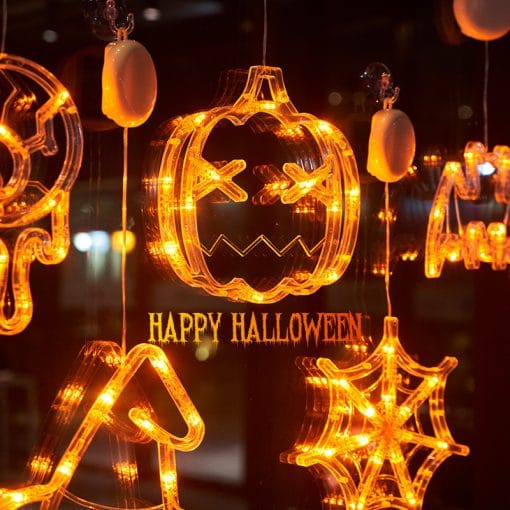 Halloween Window Hanging LED Lights Spider Pumpkin Hanging Ghost Horror Atmosphere Lights Holiday Party Decorative Lights Home Decor - Image 5