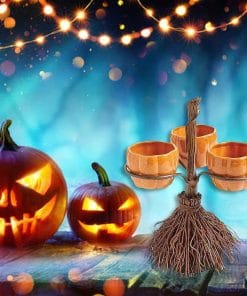 Halloween Broom Pumpkin Snack Bowl Rack Decorations Home Decor