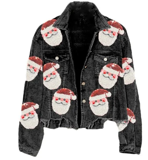 Women's Corduroy Rugby Sequined Jacket - Image 4