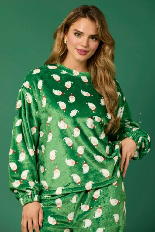 2024 Casual Flannel Pajama Sets For Women 2 Piece Cute Long Sleeve Matching Lounge Shirts Sets Santa Claus Pajamas Homewear - Image 5