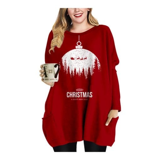 Long Christmas Snowflake Element Round Neck Dress - Image 2