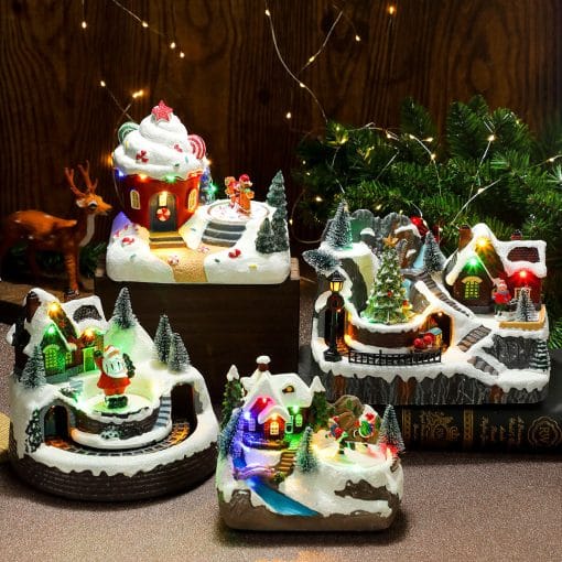 Christmas Rotating Resin Luminous Music Box Ornaments - Image 6