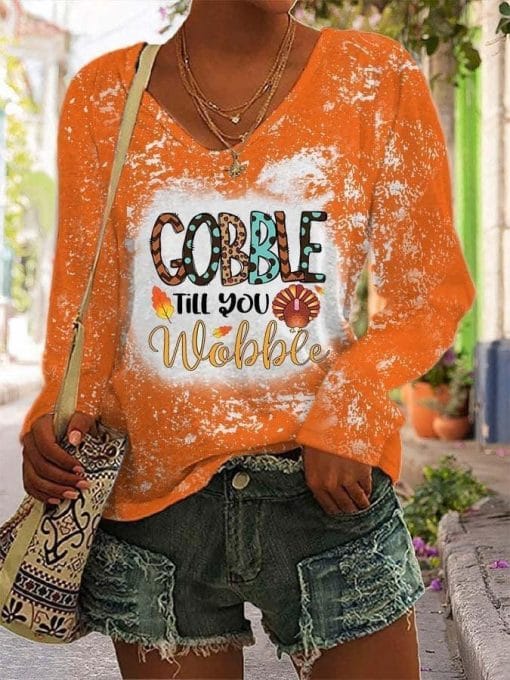 Women's V-neck Long Sleeved T-shirt - Image 10
