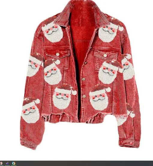 Women's Corduroy Rugby Sequined Jacket - Image 8