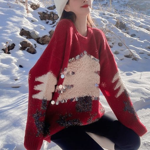 Women's Mid-length Christmas Lazy Loose Bottoming Sweater - Image 7