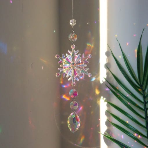 Christmas Colorful Snowflake Crystal Sun Catcher Ice Pillar Pendant Window Christmas Tree Decoration Party Pendant Christmas Decorations - Image 5