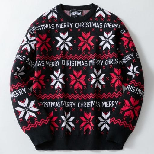 Men's Christmas Jacquard Loose-fitting Drop-shoulder Long-sleeve Sweater - Image 4