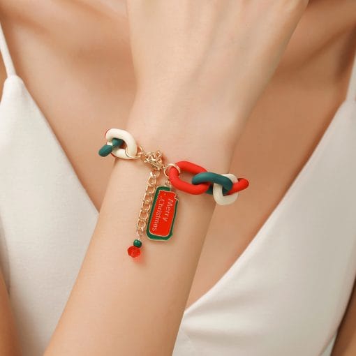 Creative Christmas Metal Chain Bracelet For Women Men Santa Claus Christmas Tree Snowflake Snowman Pearl Bangles New Year Gifts - Image 4