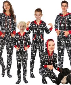 New Christmas Home Wear Pajamas One-piece Parent-child Outfit Elk Snowflake