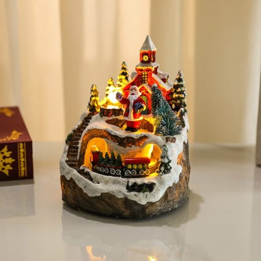Christmas Rotating Resin Luminous Music Box Ornaments - Image 8