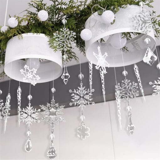 10pcs Christmas Tree Hanging Pendants Acrylic Ice Strip Snow Ceiling Xmas Ornaments New Year Christmas Decoration Home Decor - Image 4
