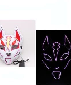 Glowing Cat Face Mask For Women Demon Slayer Cold Light Fox Mask Masquerade Cosplay Props Bar Haunted House Christmas Decor 18 1061923497652