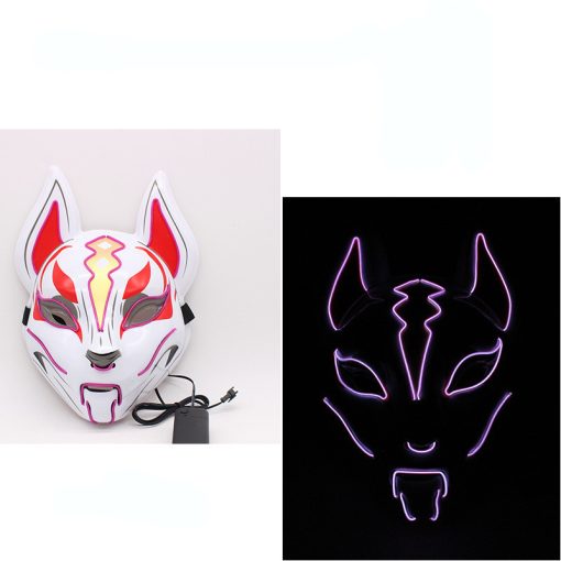 Glowing Cat Face Mask For Women Demon Slayer Cold Light Fox Mask Masquerade Cosplay Props Bar Haunted House Christmas Decor - Image 8