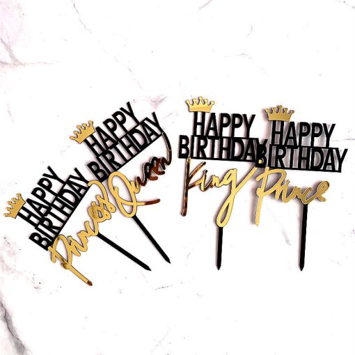 Crown Happy Birthday King Queen Princess Prince Acrylic Cake Insert - Image 2