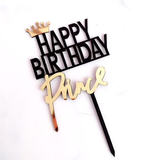 Crown Happy Birthday King Queen Princess Prince Acrylic Cake Insert - Image 4