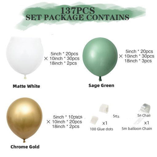 New Retro Green Platinum Balloon Package Wedding Balloon Package  Birthday Party Decoration - Image 4