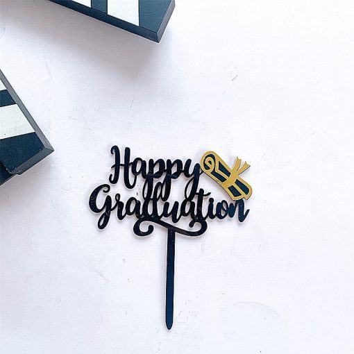 1Pc Graduation Party Decor Cake Toppers Acrylic Letter Hats Cake Flags Congrat Grad for Class Graduate Party Decorations - Image 2
