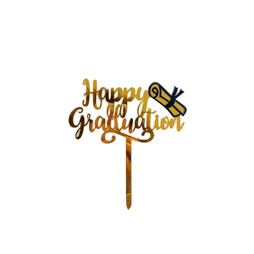1Pc Graduation Party Decor Cake Toppers Acrylic Letter Hats Cake Flags Congrat Grad for Class Graduate Party Decorations - Image 6
