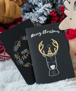 Black folding greeting card