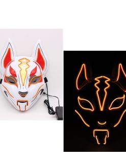 Glowing Cat Face Mask For Women Demon Slayer Cold Light Fox Mask Masquerade Cosplay Props Bar Haunted House Christmas Decor 13 2201778935245