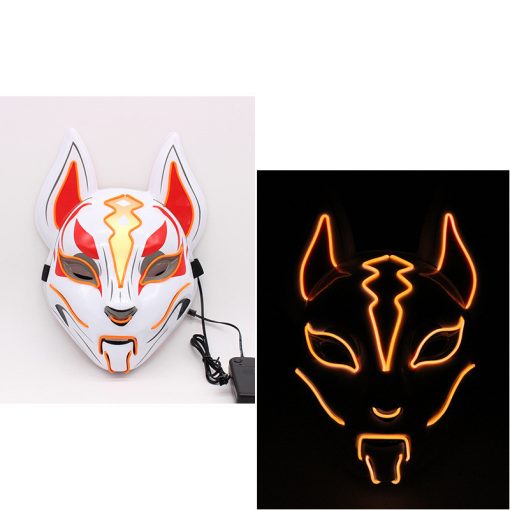 Glowing Cat Face Mask For Women Demon Slayer Cold Light Fox Mask Masquerade Cosplay Props Bar Haunted House Christmas Decor - Image 3