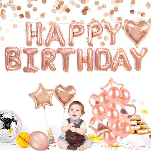 Birthday Letter Balloon Set 16 Inch Rose Gold Happy Birthday Balloons - Image 4