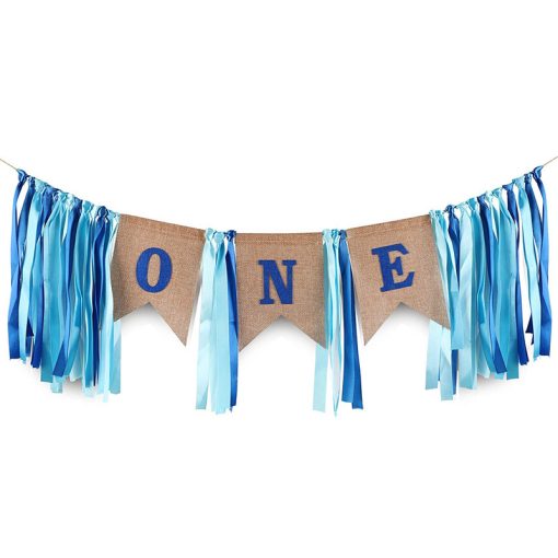 Boy Birthday Party Decoration Blue ONE Table Runner Hat Cake - Image 6