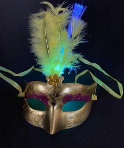 Glowing Fiber Optic Mask Halloween Masquerade Led Princess Feather Children