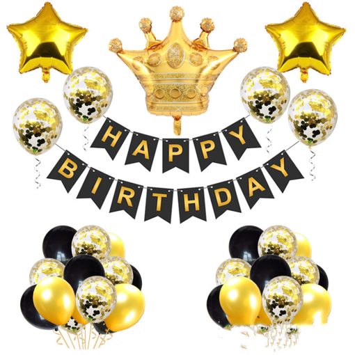 Black Gold Birthday Party Balloon Decoration Set Gilding - Image 3