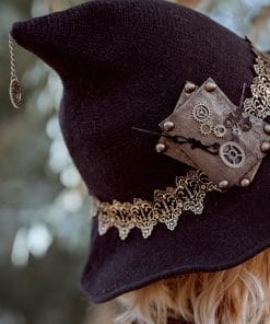 Women's Steampunk Halloween Witch Hat Black Knitted Wool For Party Masquerade Cosplay Costume 13 286090ed d9c8 463d bc40 13582275a419
