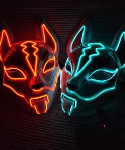 Glowing Cat Face Mask For Women Demon Slayer Cold Light Fox Mask Masquerade Cosplay Props Bar Haunted House Christmas Decor 19 3001515866050