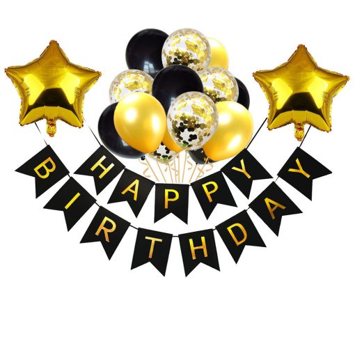 Black Gold Birthday Party Balloon Decoration Set Gilding - Image 5