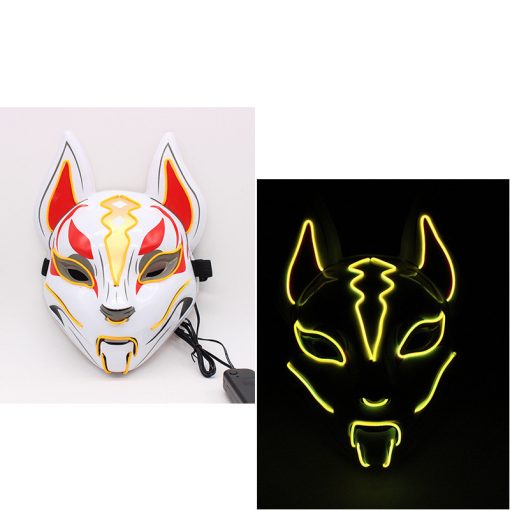Glowing Cat Face Mask For Women Demon Slayer Cold Light Fox Mask Masquerade Cosplay Props Bar Haunted House Christmas Decor - Image 2