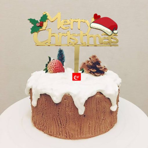 Merry Christmas Christmas hat acrylic cake topper insert card - Image 2