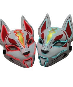 Glowing Cat Face Mask For Women Demon Slayer Cold Light Fox Mask Masquerade Cosplay Props Bar Haunted House Christmas Decor 14 3482591174972