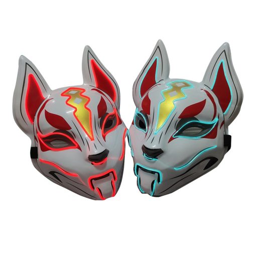 Glowing Cat Face Mask For Women Demon Slayer Cold Light Fox Mask Masquerade Cosplay Props Bar Haunted House Christmas Decor - Image 4