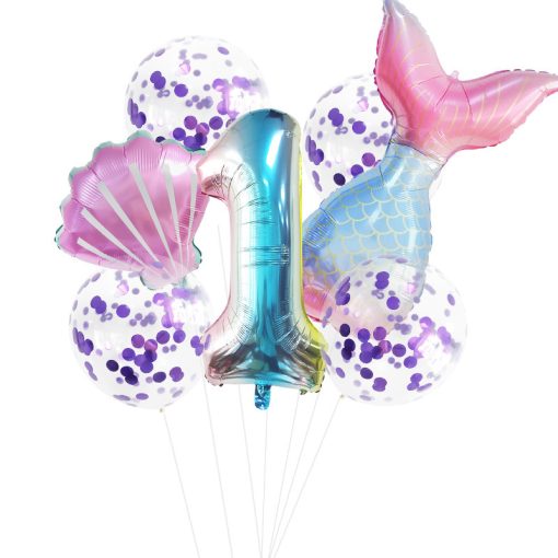 Fishtail Digital Balloon Party Birthday Decoration Mermaid Balloon Package 32-inch - Image 7