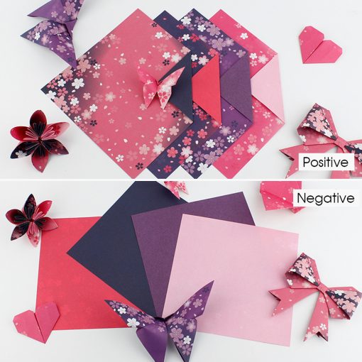 Double-sided Two-color Japanese-style Floral Origami Square Printing Origami - Image 3