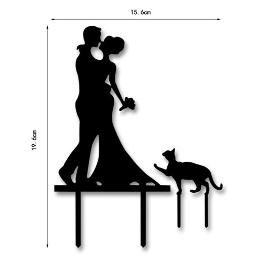 Acrylic Wedding Cake Topper Romantic Couple design with cute cat Wedding Cake Toppers Cake Top Decorating Decoration Mariage - Image 2