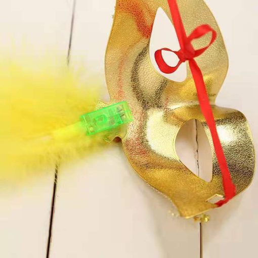 Glowing Fiber Optic Mask Halloween Masquerade Led Princess Feather Children - Image 2