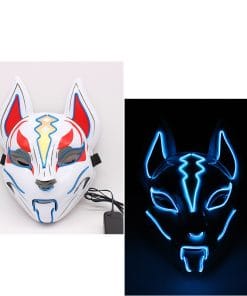 Glowing Cat Face Mask For Women Demon Slayer Cold Light Fox Mask Masquerade Cosplay Props Bar Haunted House Christmas Decor 20 434689228473