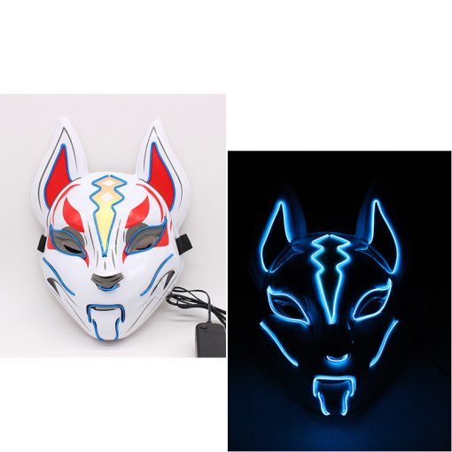 Glowing Cat Face Mask For Women Demon Slayer Cold Light Fox Mask Masquerade Cosplay Props Bar Haunted House Christmas Decor - Image 10