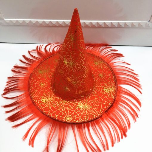 Halloween Hat Masquerade Dress Up Wizard Hat Witch Hair Witch Pumpkin Bronzing Hat - Image 2