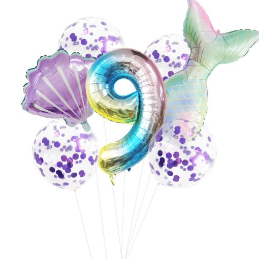 Fishtail Digital Balloon Party Birthday Decoration Mermaid Balloon Package 32-inch - Image 5