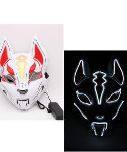Glowing Cat Face Mask For Women Demon Slayer Cold Light Fox Mask Masquerade Cosplay Props Bar Haunted House Christmas Decor 16 507455497770